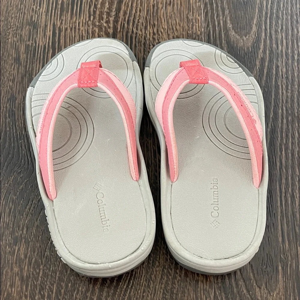 Columbia Toddler Girls Oliver Springs Pink and Gray Flip Flops size 9